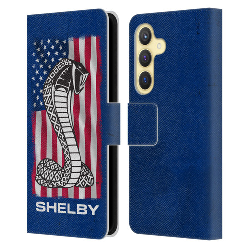 Shelby Logos American Flag Leather Book Wallet Case Cover For Samsung Galaxy S24 5G