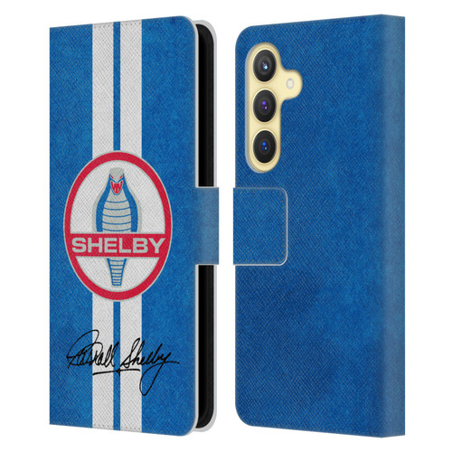 Shelby Logos Distressed Blue Leather Book Wallet Case Cover For Samsung Galaxy S24 5G
