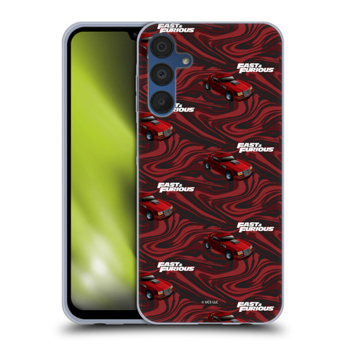 Fast & Furious Franchise Car Pattern Red Soft Gel Case for Samsung Galaxy A15