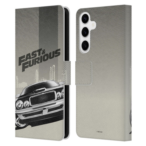 Fast & Furious Franchise Logo Art Halftone Car Leather Book Wallet Case Cover For Samsung Galaxy S24+ 5G
