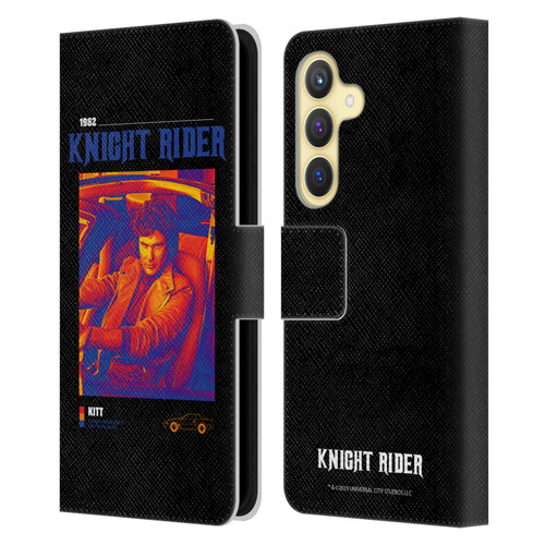 Knight Rider Graphics Michael Knight Driving Leather Book Wallet Case Cover For Samsung Galaxy S24 5G