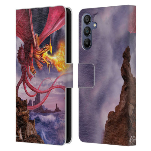 Anthony Christou Art Fire Dragon Leather Book Wallet Case Cover For Samsung Galaxy A15