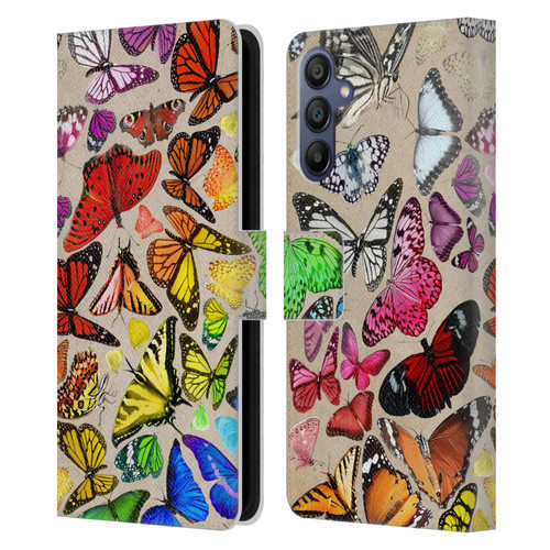 Anthony Christou Art Rainbow Butterflies Leather Book Wallet Case Cover For Samsung Galaxy A15