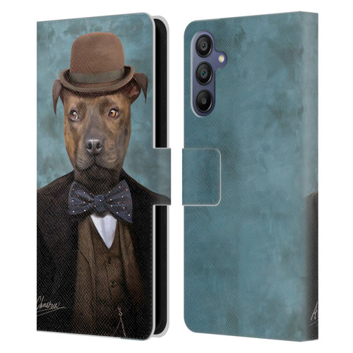 Anthony Christou Art Sir Edmund Bulldog Leather Book Wallet Case Cover For Samsung Galaxy A15