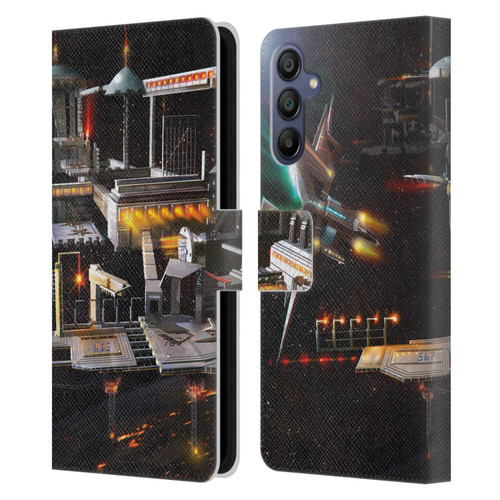 Anthony Christou Art Space Station Leather Book Wallet Case Cover For Samsung Galaxy A15