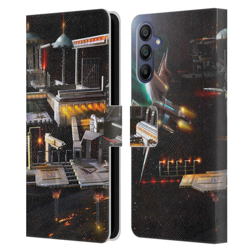 Anthony Christou Art Space Station Leather Book Wallet Case Cover For Samsung Galaxy A15