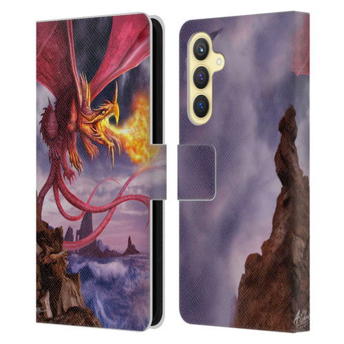 Anthony Christou Art Fire Dragon Leather Book Wallet Case Cover For Samsung Galaxy S23 FE 5G