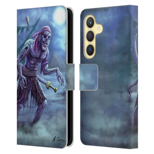 Anthony Christou Art Zombie Pirate Leather Book Wallet Case Cover For Samsung Galaxy S24 5G