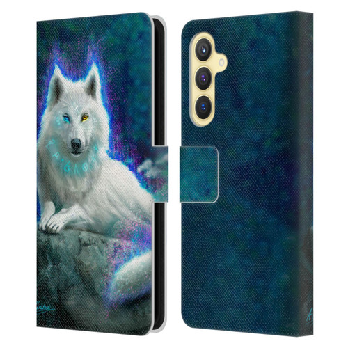 Anthony Christou Fantasy Art White Wolf Leather Book Wallet Case Cover For Samsung Galaxy S23 FE 5G