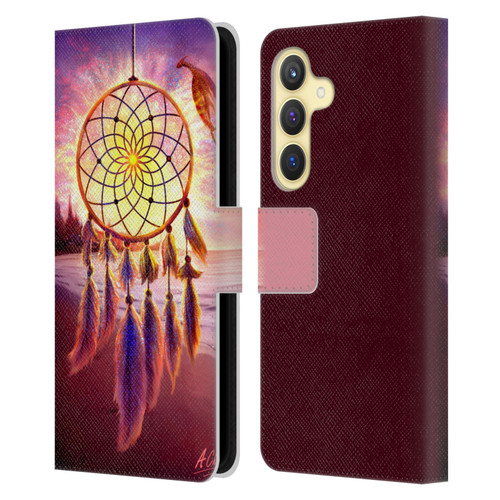 Anthony Christou Fantasy Art Beach Dragon Dream Catcher Leather Book Wallet Case Cover For Samsung Galaxy S24 5G