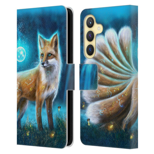 Anthony Christou Fantasy Art Magic Fox In Moonlight Leather Book Wallet Case Cover For Samsung Galaxy S24 5G