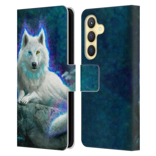 Anthony Christou Fantasy Art White Wolf Leather Book Wallet Case Cover For Samsung Galaxy S24 5G