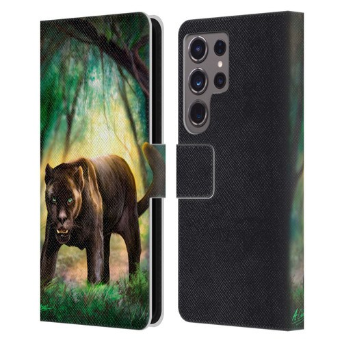 Anthony Christou Fantasy Art Black Panther Leather Book Wallet Case Cover For Samsung Galaxy S24 Ultra 5G