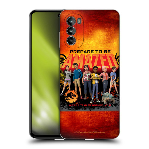 Jurassic World: Camp Cretaceous Character Art Amazed Soft Gel Case for Motorola Moto G82 5G