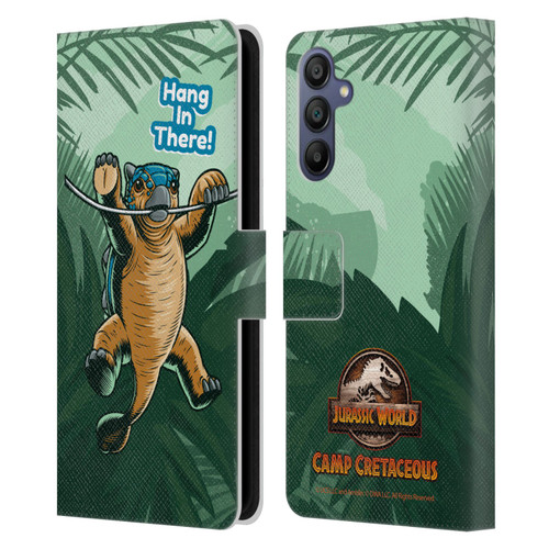 Jurassic World: Camp Cretaceous Character Art Hang In There Leather Book Wallet Case Cover For Samsung Galaxy A15