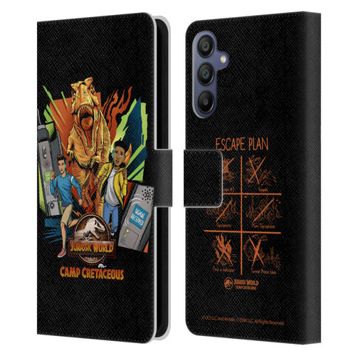 Jurassic World: Camp Cretaceous Character Art Signal Leather Book Wallet Case Cover For Samsung Galaxy A15