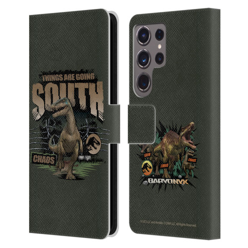 Jurassic World: Camp Cretaceous Dinosaur Graphics Things Are Going South Leather Book Wallet Case Cover For Samsung Galaxy S24 Ultra 5G