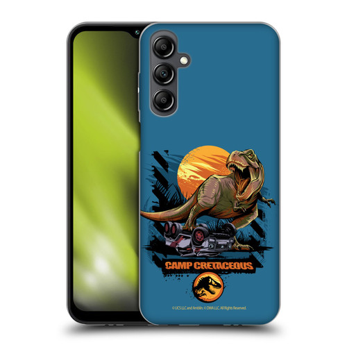 Jurassic World: Camp Cretaceous Dinosaur Graphics Blue Soft Gel Case for Samsung Galaxy M14 5G
