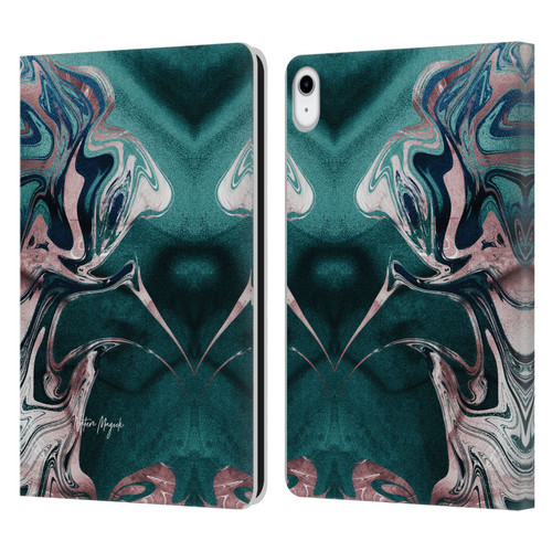 Nature Magick Luxe Gold Marble Metallic Teal Leather Book Wallet Case Cover For Apple iPad 10.9 2022/2025