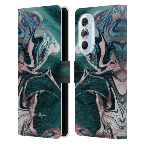 Nature Magick Luxe Gold Marble Metallic Teal Leather Book Wallet Case Cover For Motorola Edge X30