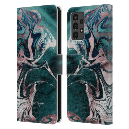 Nature Magick Luxe Gold Marble Metallic Teal Leather Book Wallet Case Cover For Samsung Galaxy A13 (2022)