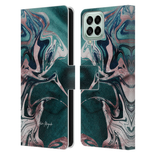 Nature Magick Luxe Gold Marble Metallic Teal Leather Book Wallet Case Cover For Samsung Galaxy M33 (2022)