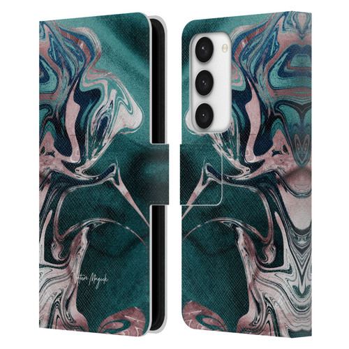 Nature Magick Luxe Gold Marble Metallic Teal Leather Book Wallet Case Cover For Samsung Galaxy S23 5G
