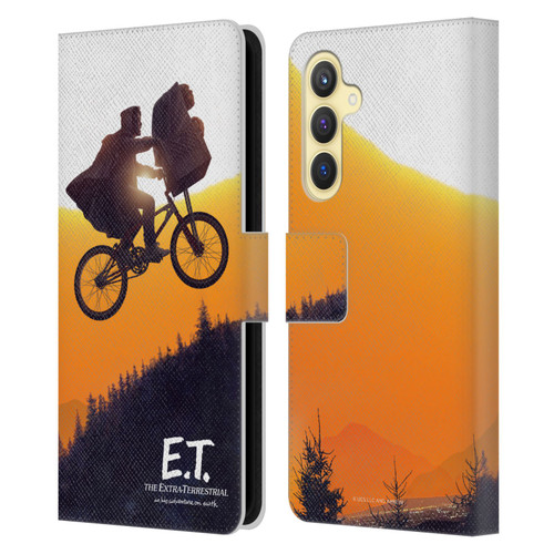 E.T. Graphics Riding Bike Sunset Leather Book Wallet Case Cover For Samsung Galaxy S23 FE 5G