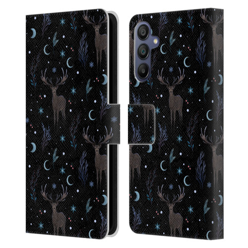 Episodic Drawing Art Winter Deer Pattern Leather Book Wallet Case Cover For Samsung Galaxy A15