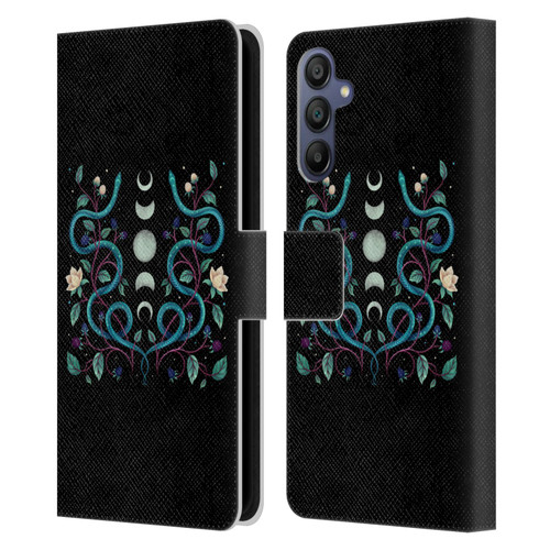Episodic Drawing Illustration Animals Serpent Moon Leather Book Wallet Case Cover For Samsung Galaxy A15