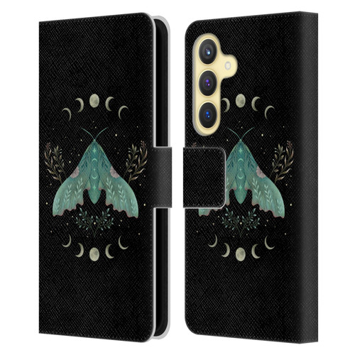 Episodic Drawing Illustration Animals Moon & Moth Leather Book Wallet Case Cover For Samsung Galaxy S24 5G