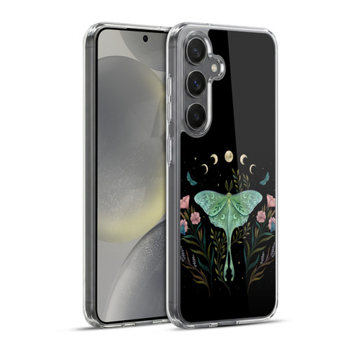 Episodic Drawing Illustration Animals Moth and Flowers Soft Gel Case for Samsung Galaxy S24+ 5G & MagSafe