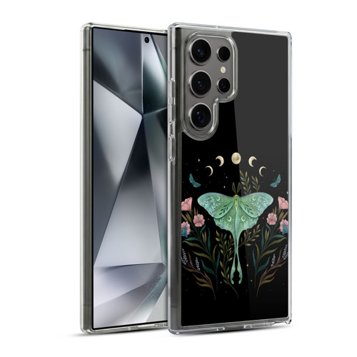 Episodic Drawing Illustration Animals Moth and Flowers Soft Gel Case for Samsung Galaxy S24 Ultra 5G & MagSafe