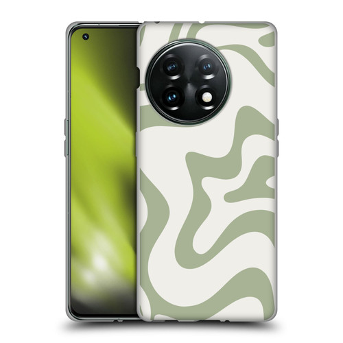 Kierkegaard Design Studio Art Retro Liquid Swirl Sage Green Soft Gel Case for OnePlus 11 5G
