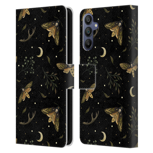 Episodic Drawing Pattern Death Head Moth Leather Book Wallet Case Cover For Samsung Galaxy A15