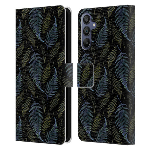 Episodic Drawing Pattern Leaves Leather Book Wallet Case Cover For Samsung Galaxy A15