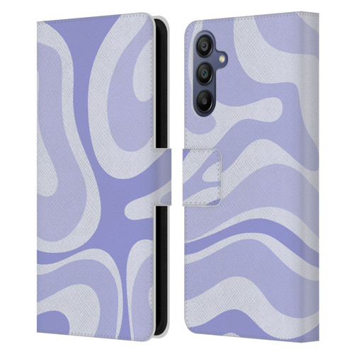 Kierkegaard Design Studio Art Modern Liquid Swirl Purple Leather Book Wallet Case Cover For Samsung Galaxy A15
