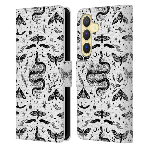 Episodic Drawing Pattern Flash Tattoo Leather Book Wallet Case Cover For Samsung Galaxy S24 5G