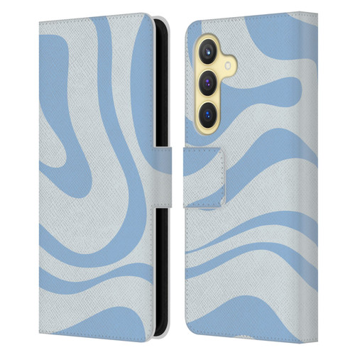 Kierkegaard Design Studio Art Blue Abstract Swirl Pattern Leather Book Wallet Case Cover For Samsung Galaxy S24 5G