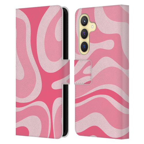 Kierkegaard Design Studio Art Modern Liquid Swirl Candy Pink Leather Book Wallet Case Cover For Samsung Galaxy S24 5G