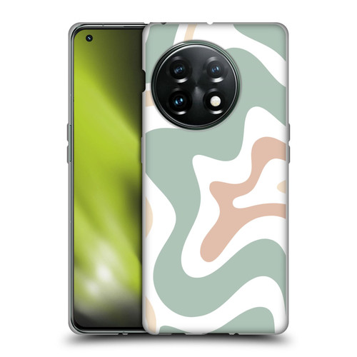 Kierkegaard Design Studio Retro Abstract Patterns Celadon Sage Swirl Soft Gel Case for OnePlus 11 5G