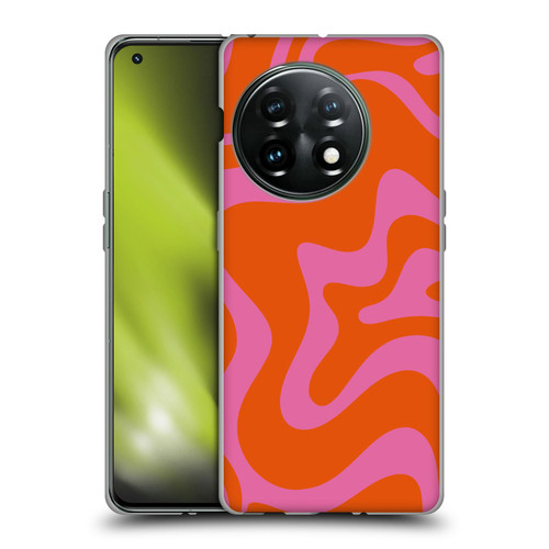 Kierkegaard Design Studio Retro Abstract Patterns Hot Pink Orange Swirl Soft Gel Case for OnePlus 11 5G