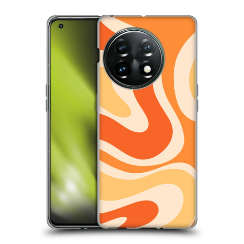 Kierkegaard Design Studio Retro Abstract Patterns Modern Orange Tangerine Swirl Soft Gel Case for OnePlus 11 5G