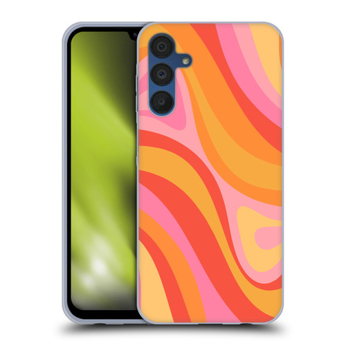 Kierkegaard Design Studio Retro Abstract Patterns Pink Orange Yellow Swirl Soft Gel Case for Samsung Galaxy A15