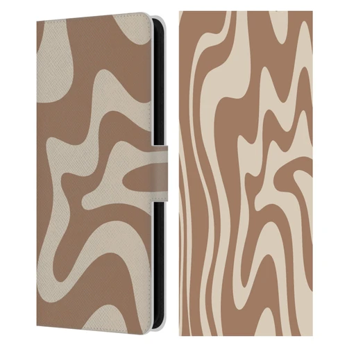 Kierkegaard Design Studio Retro Abstract Patterns Milk Brown Beige Swirl Leather Book Wallet Case Cover For Samsung Galaxy S23 FE 5G