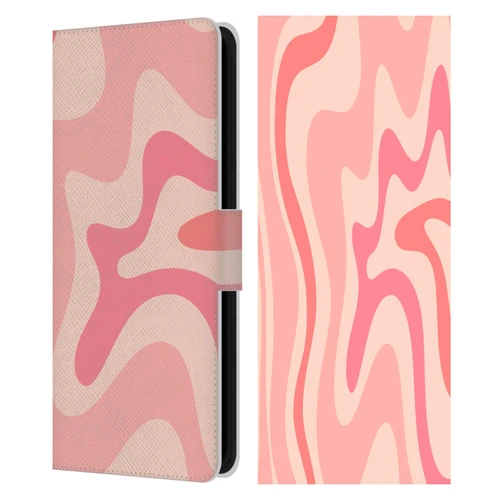 Kierkegaard Design Studio Retro Abstract Patterns Soft Pink Liquid Swirl Leather Book Wallet Case Cover For Samsung Galaxy S23 FE 5G
