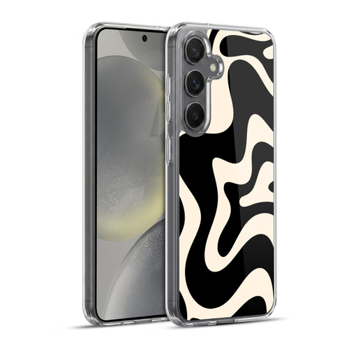 Kierkegaard Design Studio Retro Abstract Patterns Black Almond Cream Swirl Soft Gel Case for Samsung Galaxy S24+ 5G & MagSafe