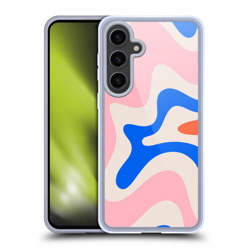 Kierkegaard Design Studio Retro Abstract Patterns Pink Blue Orange Swirl Soft Gel Case for Samsung Galaxy S24+ 5G