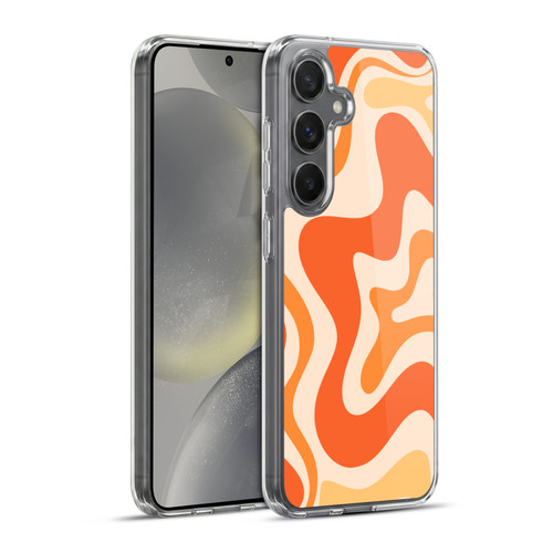 Kierkegaard Design Studio Retro Abstract Patterns Tangerine Orange Tone Soft Gel Case for Samsung Galaxy S24+ 5G & MagSafe