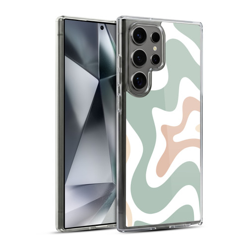 Kierkegaard Design Studio Retro Abstract Patterns Celadon Sage Swirl Soft Gel Case for Samsung Galaxy S24 Ultra 5G & MagSafe